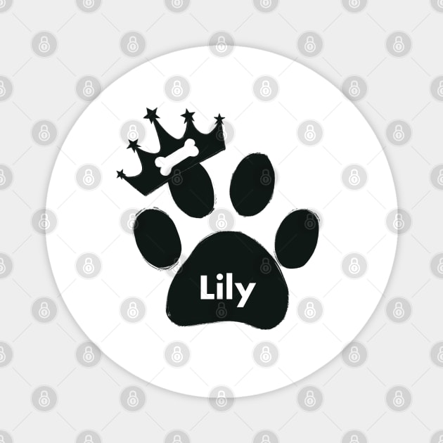 Lily name made of hand drawn paw prints Magnet by GULSENGUNEL